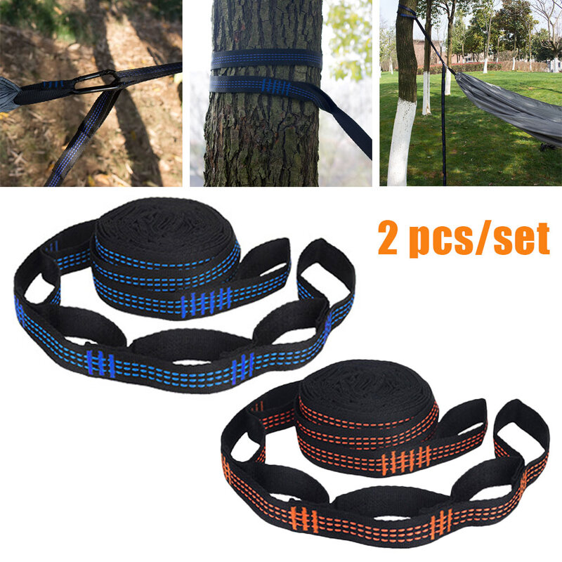 2 Pcs/Set Hammock Straps Special Reinforced Polyester Straps 5 Ring High Load-Bearing Barbed Black Outdoor Hammock straps