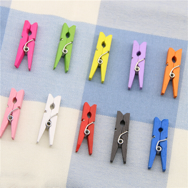 10 pçs random mini colorido primavera clipes de madeira roupas de papel de foto peg pino clothespin artesanato clipes festa decoração