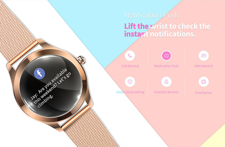 Mode Waterdichte Slimme Horloge Vrouwen Armband Hartslagmeter Slaap Monitoring Oproep Herinnering Smartwatch voor IOS Android