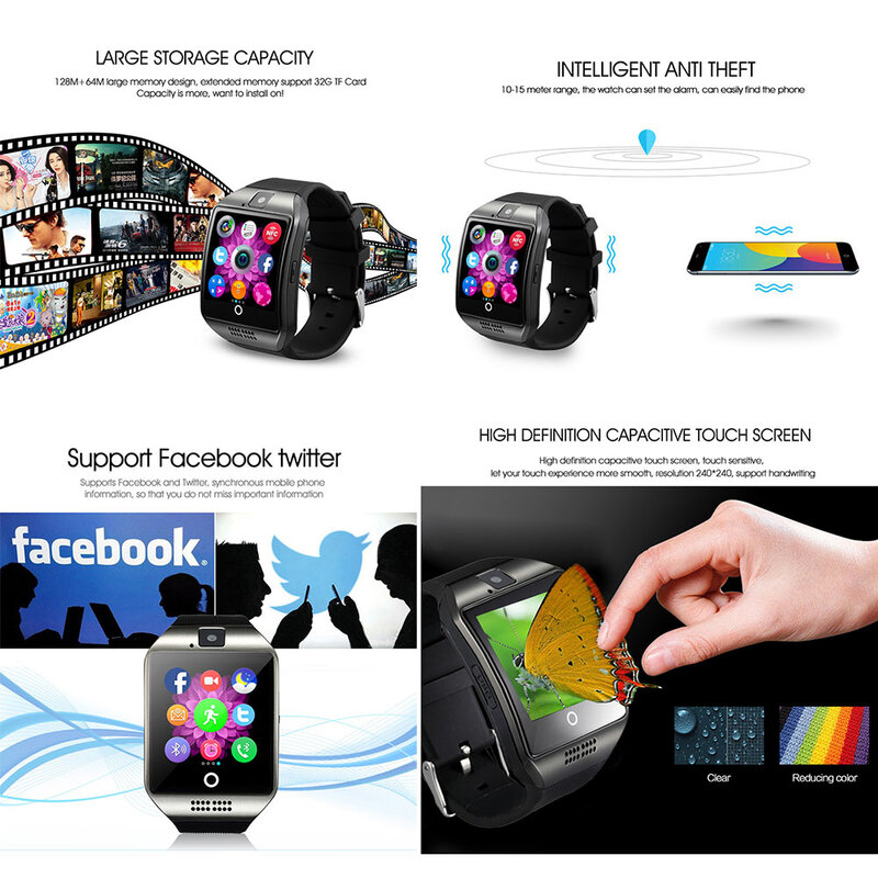 Fxm Digitale Horloges Smart Horloge Met Camera Bluetooth Smartwatch Sim Card Slot Fitness Activiteit Tracker Sport Horloge Voor Android