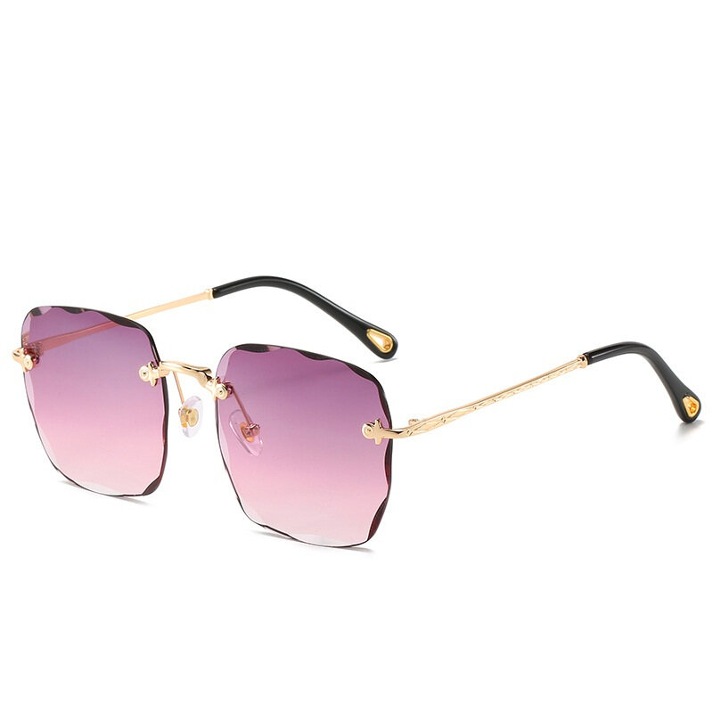 Retro Vierkante Rechthoek Zonnebril Vrouwen Merk Designer Vintage Randloze Gradiënt Zonnebril Dames UV400 Outdoor Oculos De Sol
