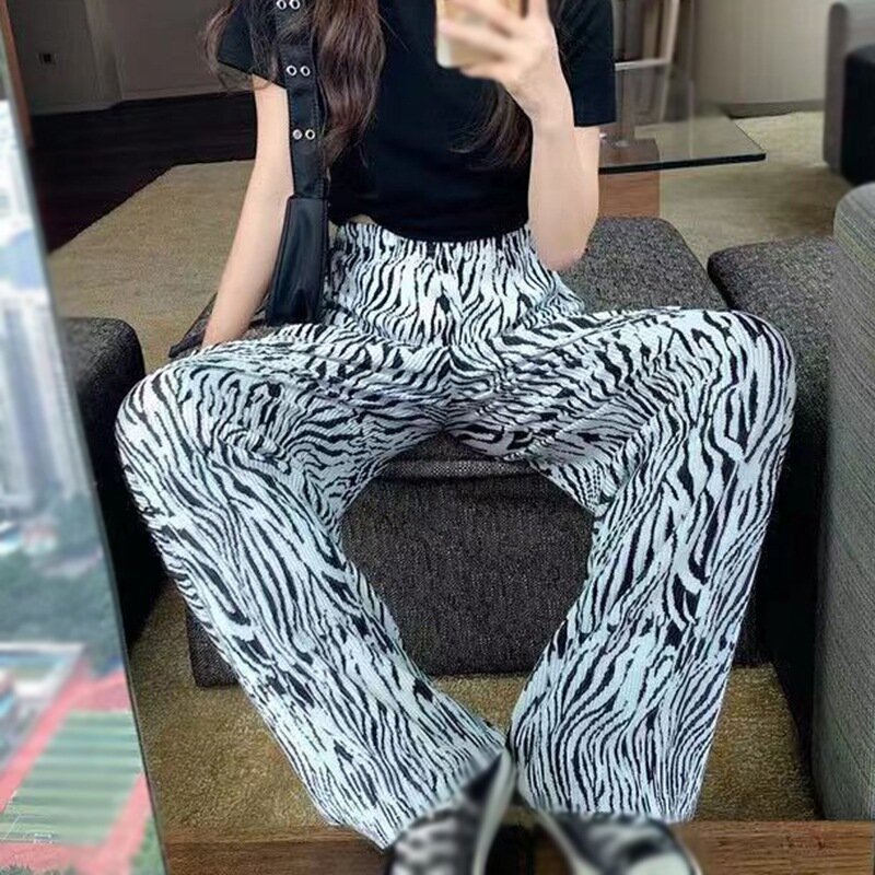Women Pants Casual Trousers Plus Size Zebra-stripe Clothing Hip-hop Comfortable Girls Streetwear 2021 High Waisted Trousers