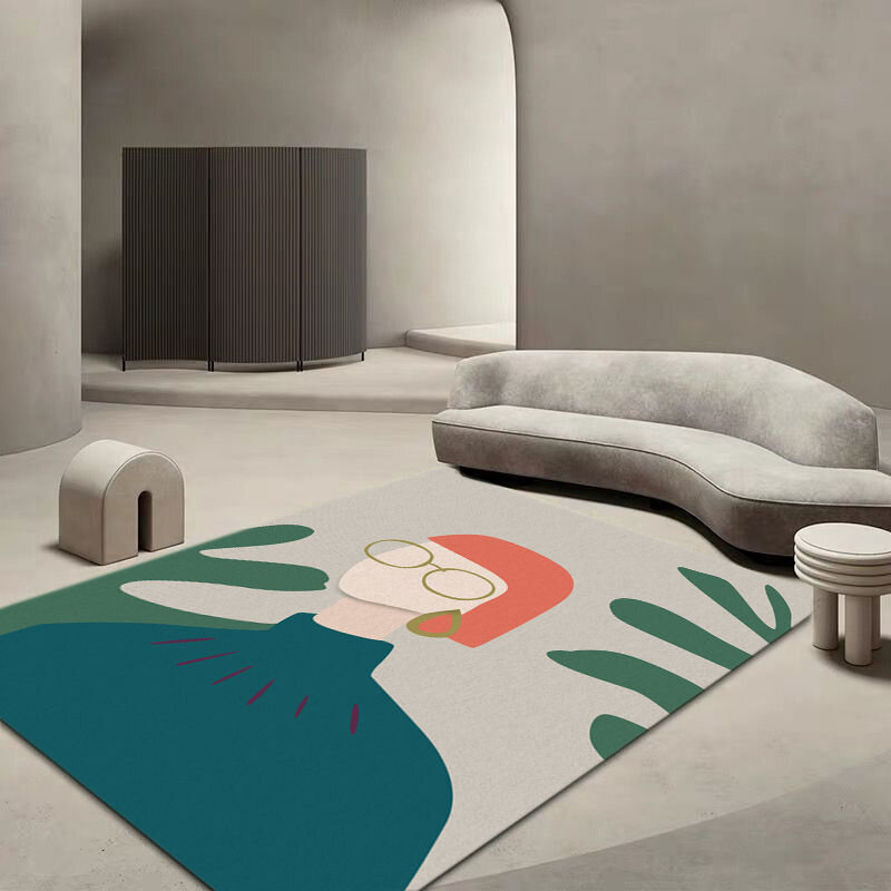 Alfombras de dibujos animados para sala de estar, tapete de área grande para dormitorio, mesa de centro, Morandi, decoración de dormitorio