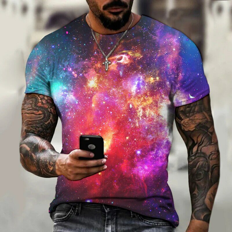 Universo espaço galáxia planeta 3d impresso camisetas das mulheres dos homens céu estrela 3d impresso legal tops meninos moda streetwear roupas