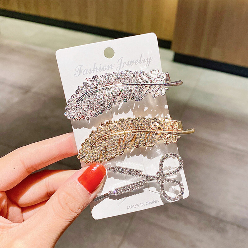 3/5 Stks/set Vrouwen Haar Clips Rhinestone Crystal Haarspelden Bezel Haar Accessoires Zilver Kleur Haarspeldjes Koreaanse Meisjes Hoofddeksels