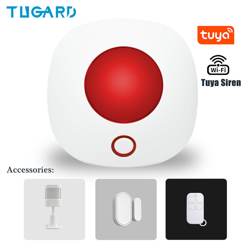 TUGARD-sirena inalámbrica SN10 + SN11 Tuya, sirena estroboscópica de 433MHz, bocina de alarma de 110dB, sirena de luz para sistema de alarma antirrobo de seguridad para el hogar