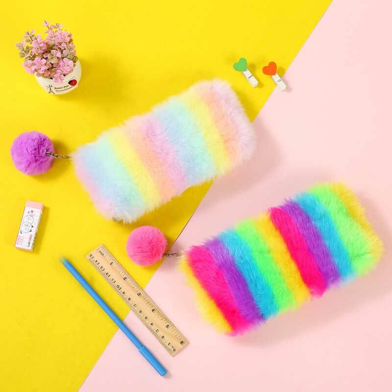 Plush Pencil Bag Student Large Capacity Stationery Storage Pencil Case Soft Pen Cosmetic Makeup Pouch Coin Holder Wallet Gift