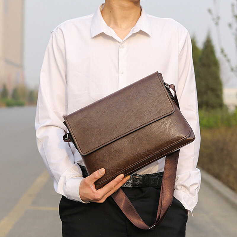 New Fashion High Capacity Men PU Leather Handbags Laptop Bags Male Business Travel Messenger Bags Men's Crossbody Shoulder Bag