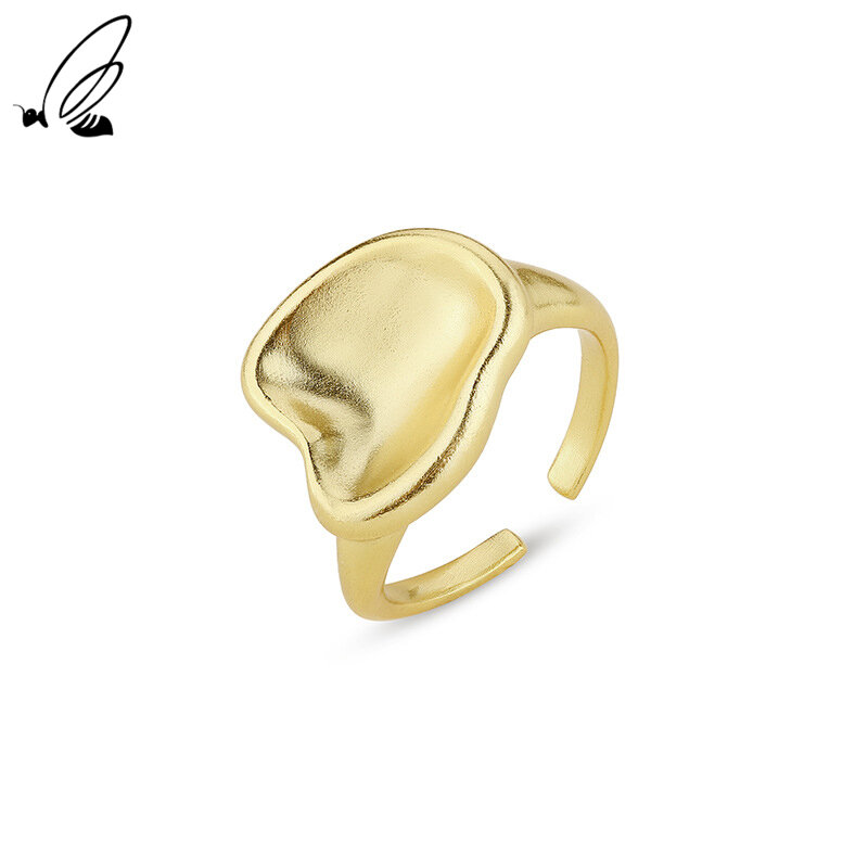 Женские открытые кольца специальной формы под золото с серебряной основой