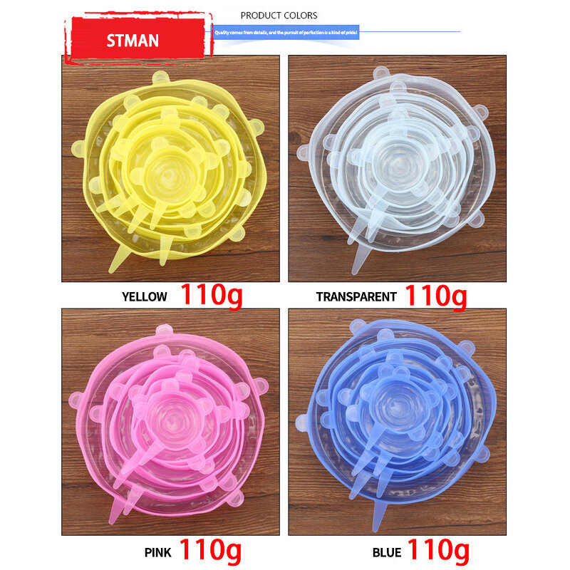 6-piece Fresh-keeping Cover, Multifunctional Stretchable Fresh-keeping Microwave Oven Round silicone fresh-keeping cover