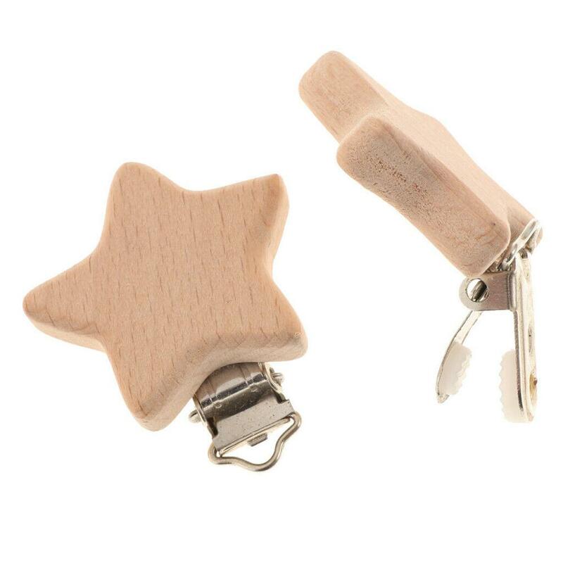 Clip de madera para chupete de bebé, pinzas de madera de haya Natural, Clips, cadena de chupete artesanal, accesorio, novedad, 10 Uds.