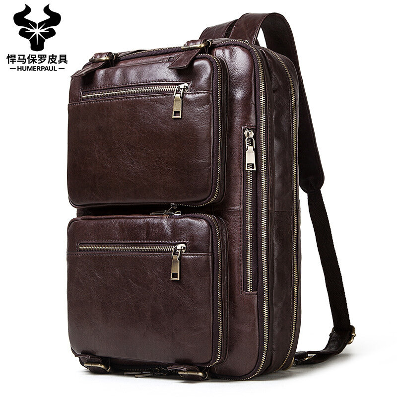 New Design Cow Leather Men Briefcase High end Business Travel Bag Male Handbag Shoulder Cross body Bag Leather Bag
