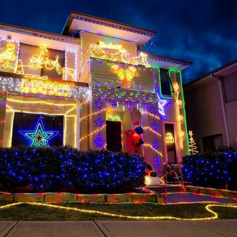 12 M 100 Leds Buis Licht Outdoor Waterdichte Buis Fairy Lights 8 Modes Met Afstandsbediening Decoratie Voor Kerstmis Tuin