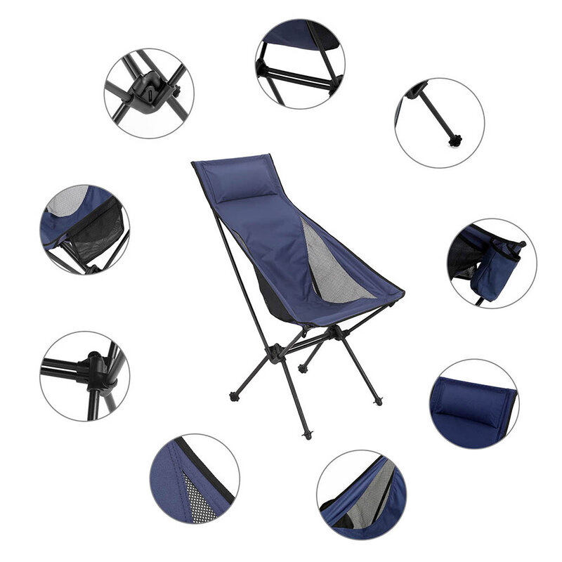 Durble Ultralight przenośne składane krzesło księżycowe z torba do noszenia antypoślizgowe etui wodoodporne tkaniny do wędkowania Camping Garden Outdoor