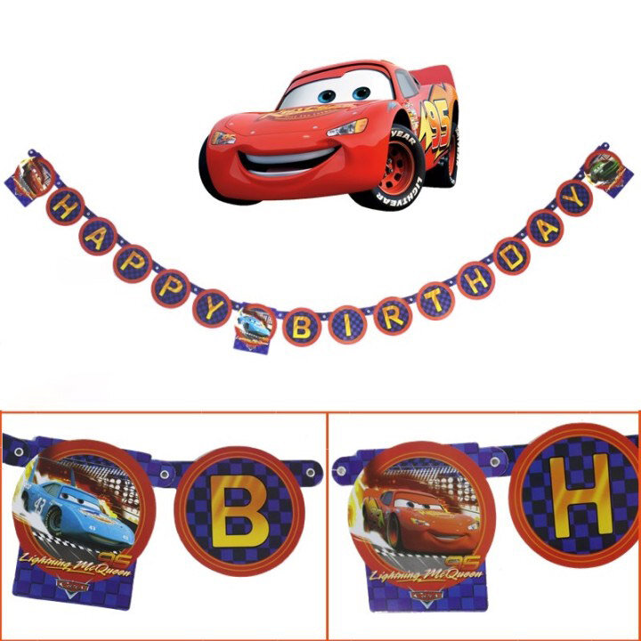 Disney Cars Lightning Mcqueen Baby Happy Birthday Party Supplies Decoration Set Disposable Tableware Tablecloth Plate Cup Banner