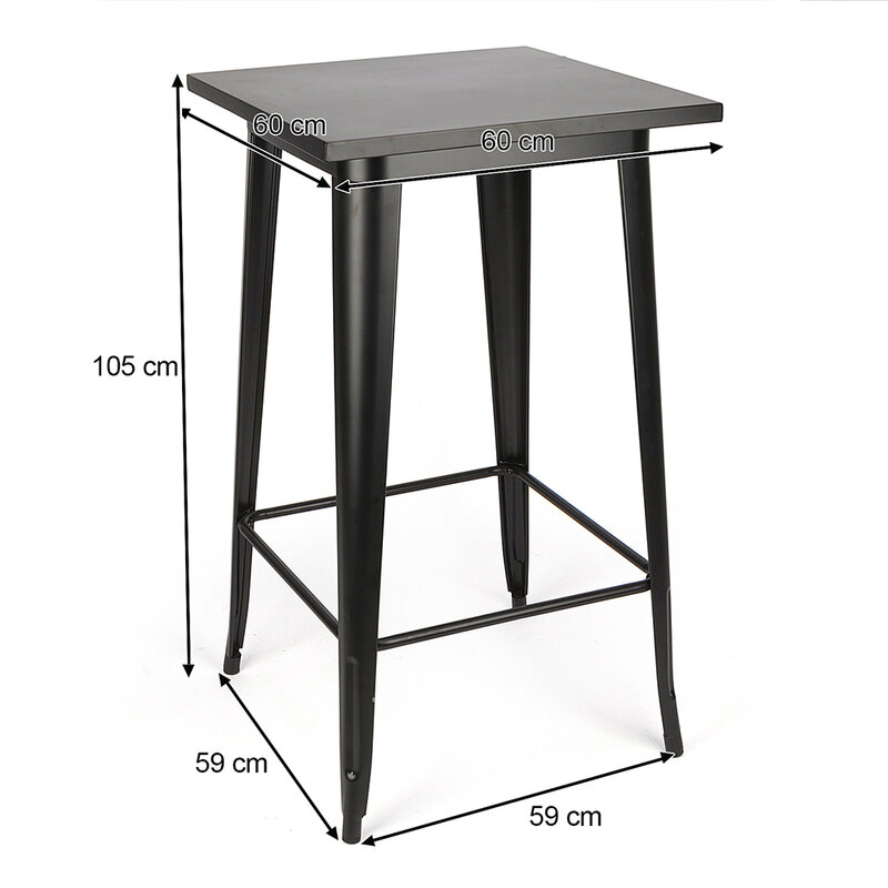 1 mesa de jantar de metal adequado para uso interno e exterior, madeira de alta qualidade elm, pode ser combinado com cadeiras de couro de ferro