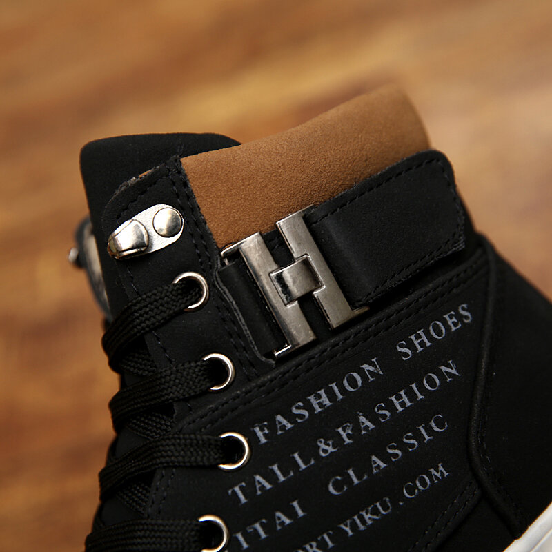 Warm Matte Leather Men 's Sneakers High Top Boots Retro Casual Men 's Shoes Autumn Winter Large Size 47 2022