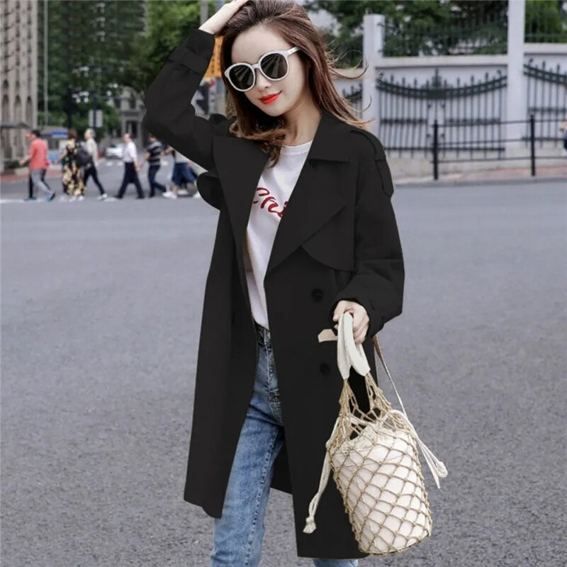 Spring/Autumn Women Casual Long Trench Coat With Sashes Double Breasted Women Windbreaker 2021 Chic Office Coat Ladies Outerwear