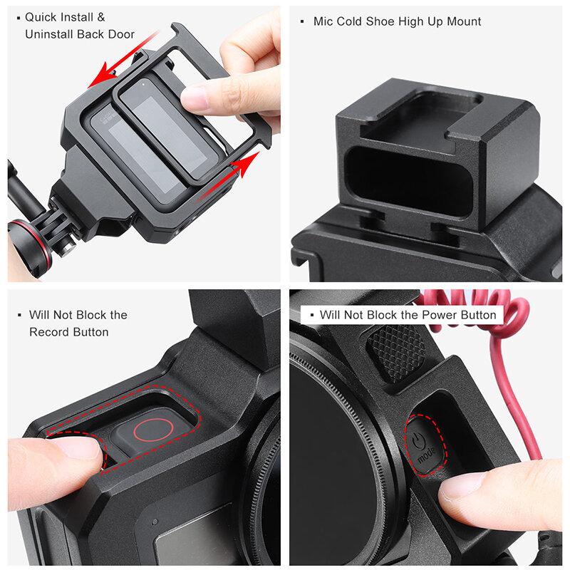Ulanzi Metalen Vlog Case Kooi Voor Gopro Hero Black 8 Verlengen Koude Shoe Mount Voor Microfoon Led Licht