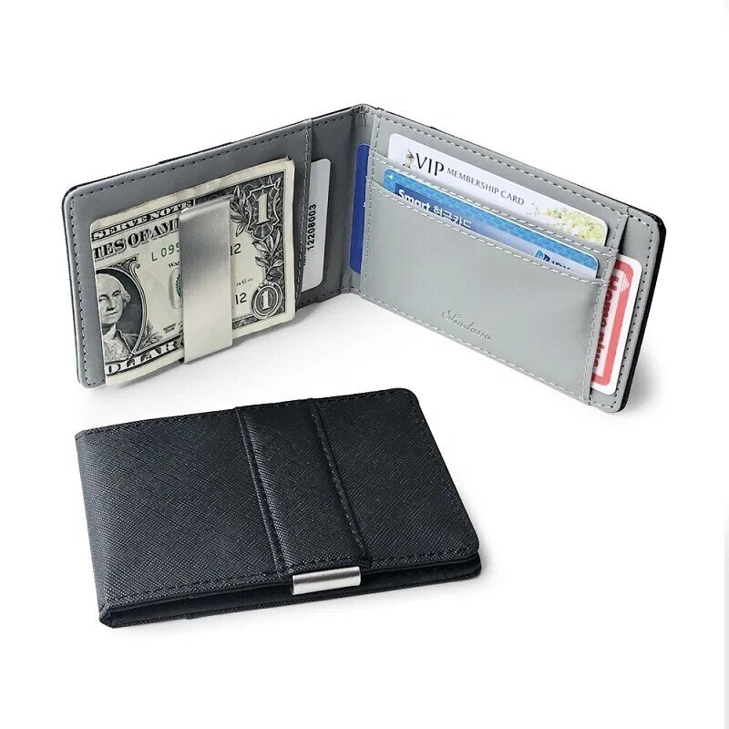 Männer Brieftasche Edelstahl Kurze Brieftasche Männer Kreditkarte Id Credential Halter Dollar Bill Clip