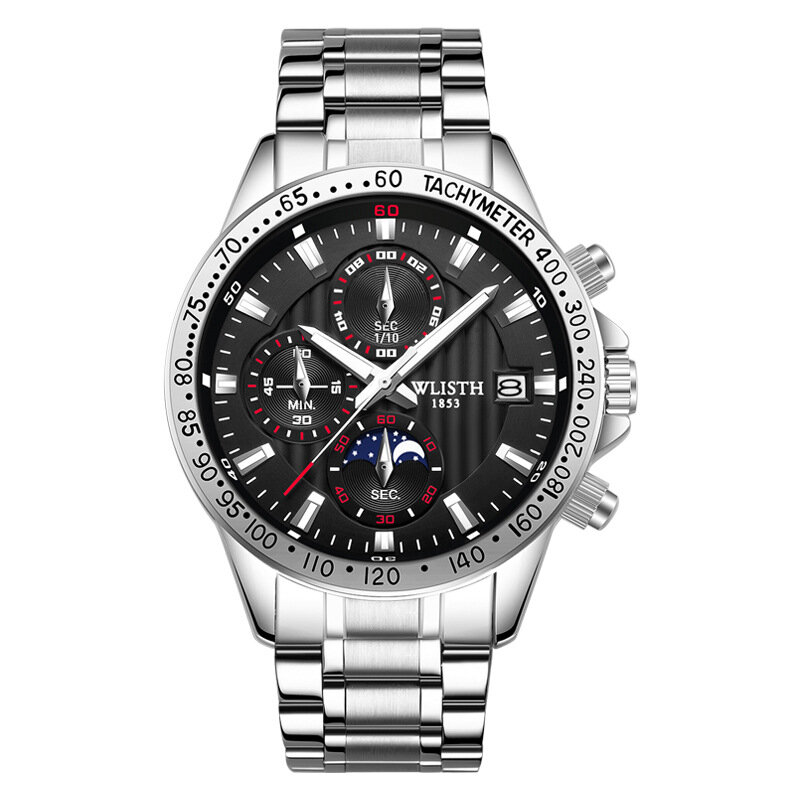 Часы 2021 dos homens Novos Negócios Relógio de Aço Inoxidável Moda Calendário Luminosa Mês de Exibição Dos Homens De Quartzo Sports Relógio para Homens