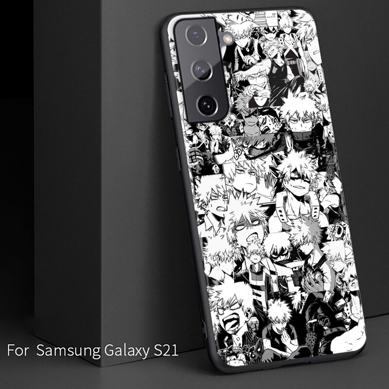 Katsuki Bakugo My Hero Academia para Samsung Galaxy S21 S20 FE Ultra Lite S10 5G S10E S9 S8 S7 S6 Edge Plus, funda negra para teléfono