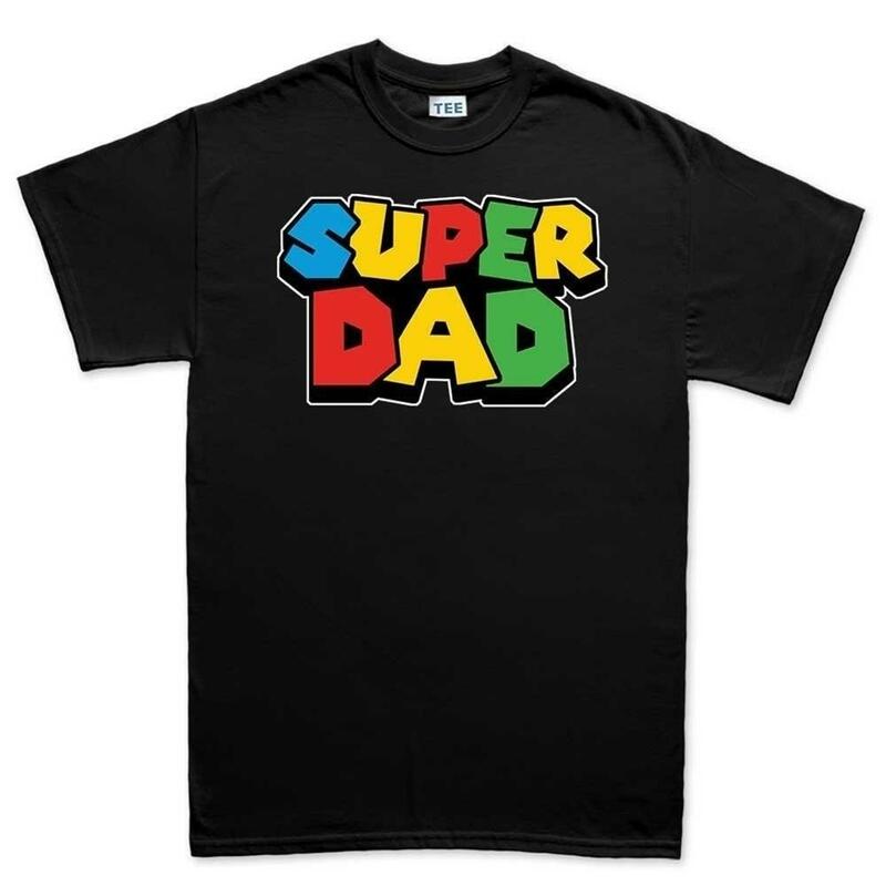 Camiseta de Super papá para hombre, camisa colorida de manga corta de Mario, Luigi, regalo del Día del Padre para papá, de algodón suave Hipster, Tops geniales
