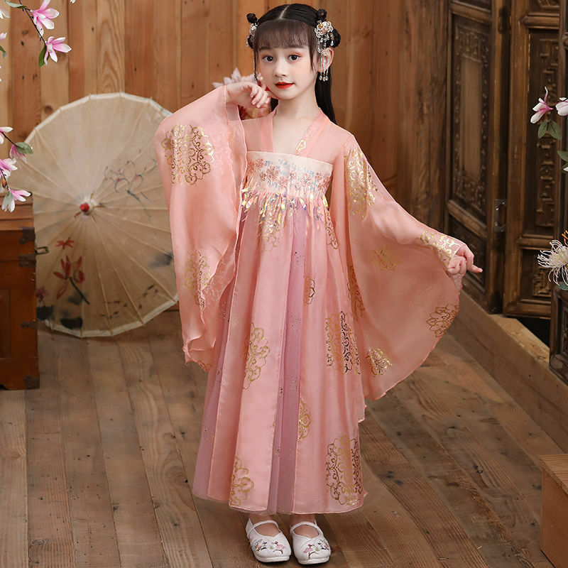 หญิง Hanfu กระโปรงสไตล์จีนเสื้อผ้าเด็กชุด Super Fairy Cosplay เจ้าหญิงโบราณสาว Tang Suit