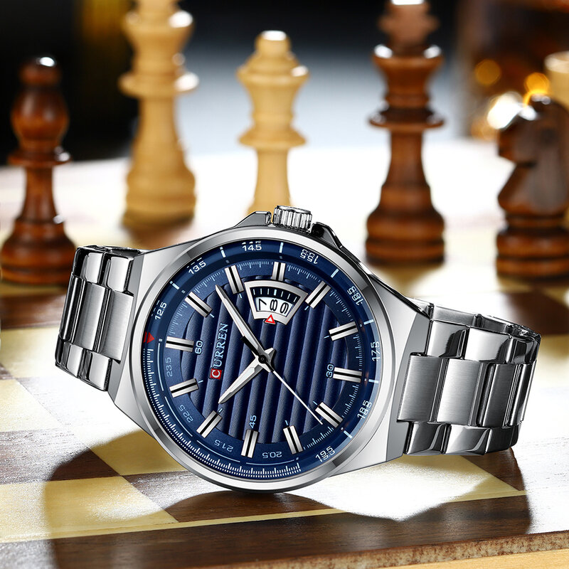 Nowy kreatywny zegarek na rękę mężczyzna moda luksusowa tarcza marka skóra Curren 8379 zegarek biznesowy kwarcowy Auto data Relogio Masculino