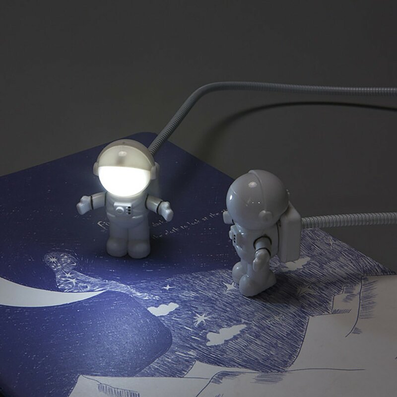Usb flexível conduziu a lâmpada de luz leitura do computador astronauta spaceman usb luz da noite notebook lâmpada mesa leitura decoração para casa
