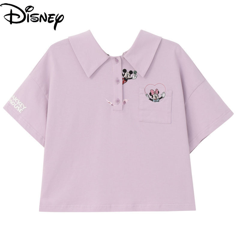 Модная женская летняя Удобная футболка Disney из чистого хлопка, свежая и милая простая универсальная Повседневная футболка с короткими рукав...
