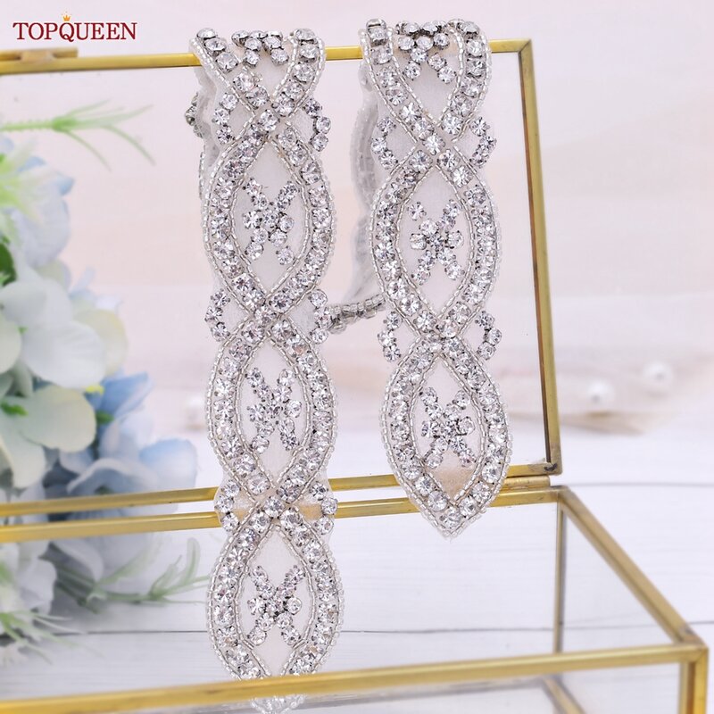Toprqueen S353 Sabuk Pernikahan Sabuk Wanita Berlian Imitasi untuk Aplikasi Jahit Gaun Pesta dengan Sabuk Perhiasan Sabuk Pesta Kristal