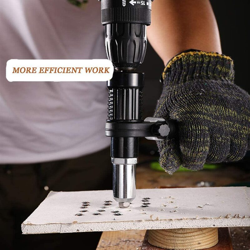 Cordless Drill Electric Rivet Gun Adapter Professional Riveting Insert Nut Hand Tool Kit with Aluminum Casting Housing