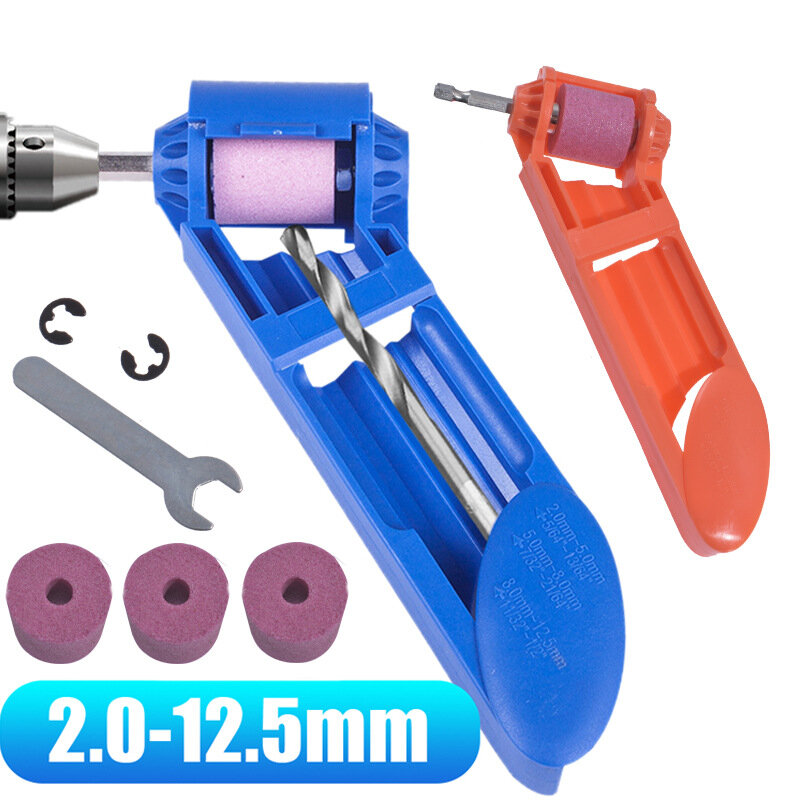 2.0-12.5mm Portable Drill Bit Sharpener 1 Set Corundum Grinding Wheel Bit Tool Twist Drill Bit Sharpening Machine
