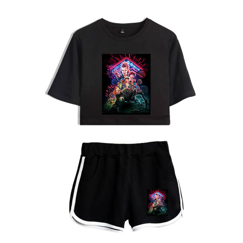 Conjunto de camiseta y pantalón corto de Stranger Things, Top y pantalón, para mujer, para hacer deporte, Nancy Wheeler