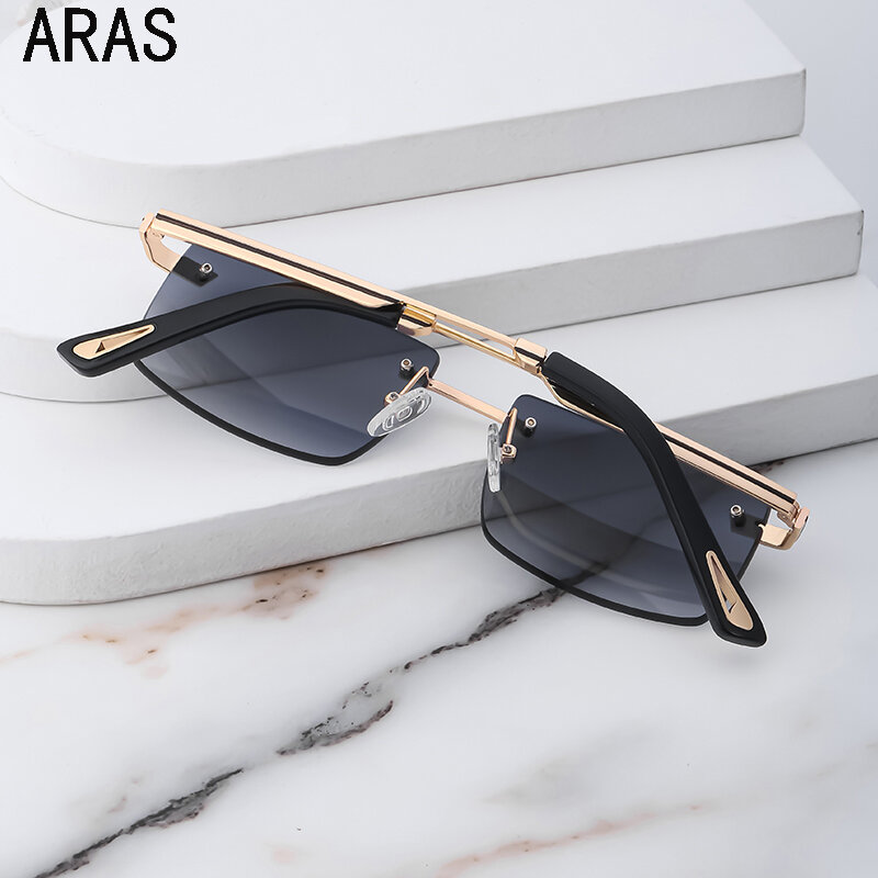 Ins-gafas de sol rectangulares de Metal para hombre y mujer lentes de sol unisex de estilo Retro 