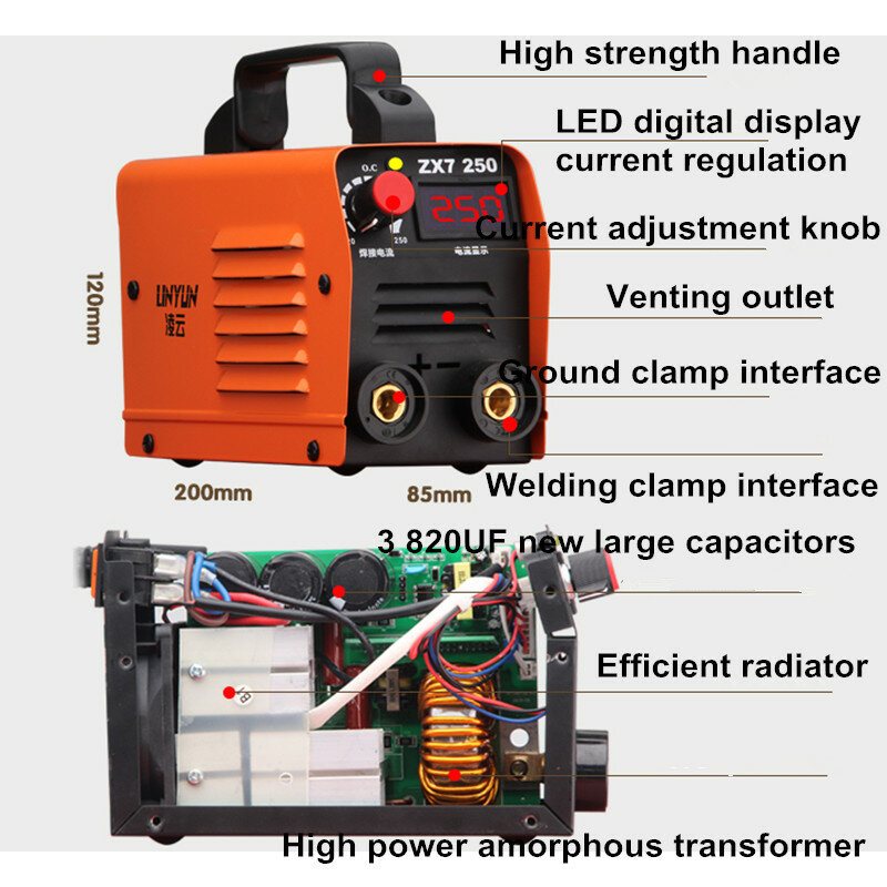 Inverter-máquina de soldadura eléctrica portátil para el hogar, herramienta de soldar eléctrica de cobre puro IGBT, barata, 220V, 250A, ZX7-250