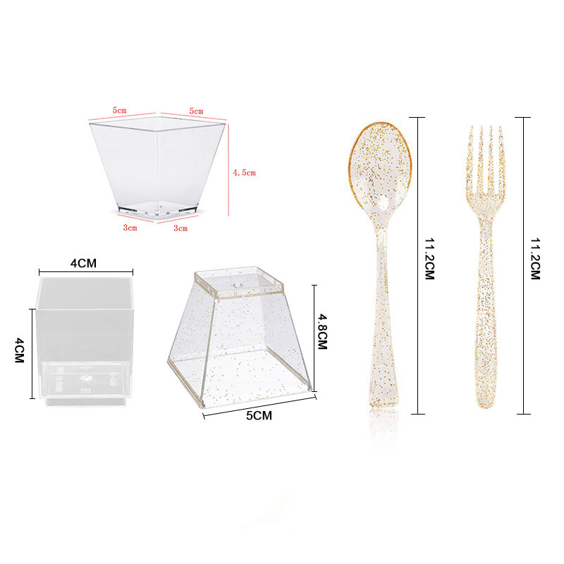 Disposable Plastic Cups Transparent Trapezoidal Food Container Appetizers Serving Cups for Jelly Yogurt Mousses Dessert Baking