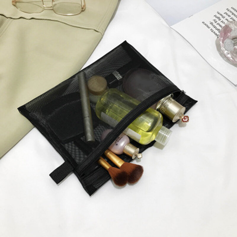 Kobiety mężczyźni podróż przenośna makijaż torba przezroczyste torby kosmetyczne Zip worki siatkowe piórnik przechowywanie kosmetyków Case Sac