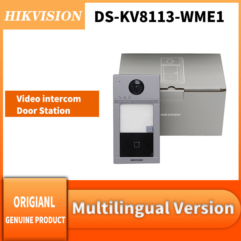 Hikvision DS-KV8113-WME1(B) 비디오 인터콤 도어 벨 무선 카드 읽기 PoE 전원 빌라 야외 전화 스테이션 3 표시기