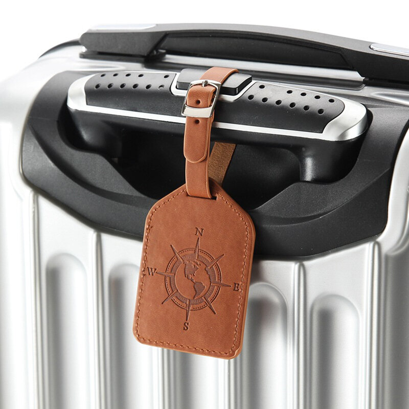 Criativo plutônio ajustável de alta qualidade acessórios viagem bagagem tag pu mala id addres titular bagagem embarque etiqueta portátil