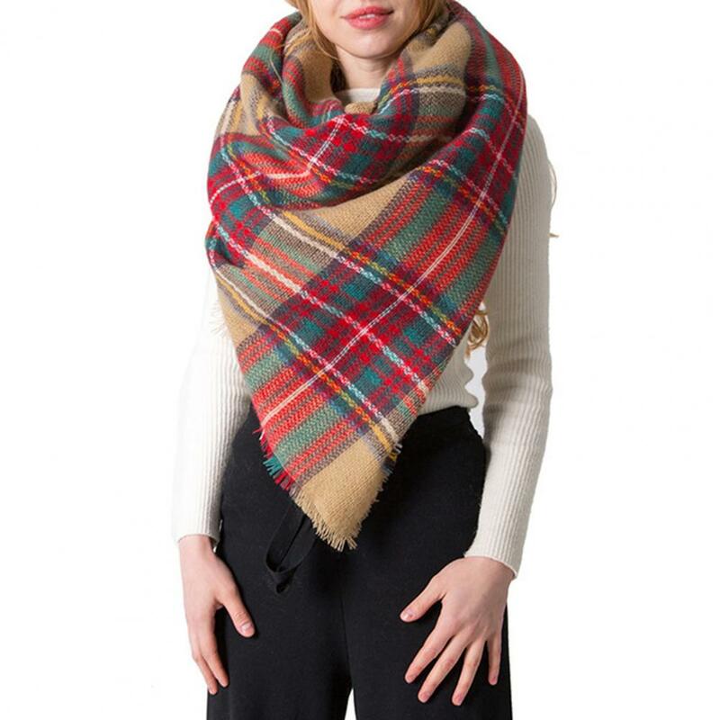 Женский шарф практичный разноцветный Универсальный шарф с кисточками на подоле теплый шарф для унисекс Зимние Шали теплая шаль