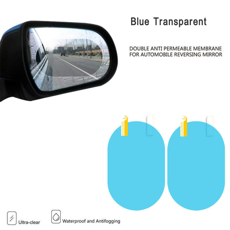 Film de protection pour rétroviseur de voiture, 2 pièces, imperméable, Anti-éblouissement, pour vitres latérales