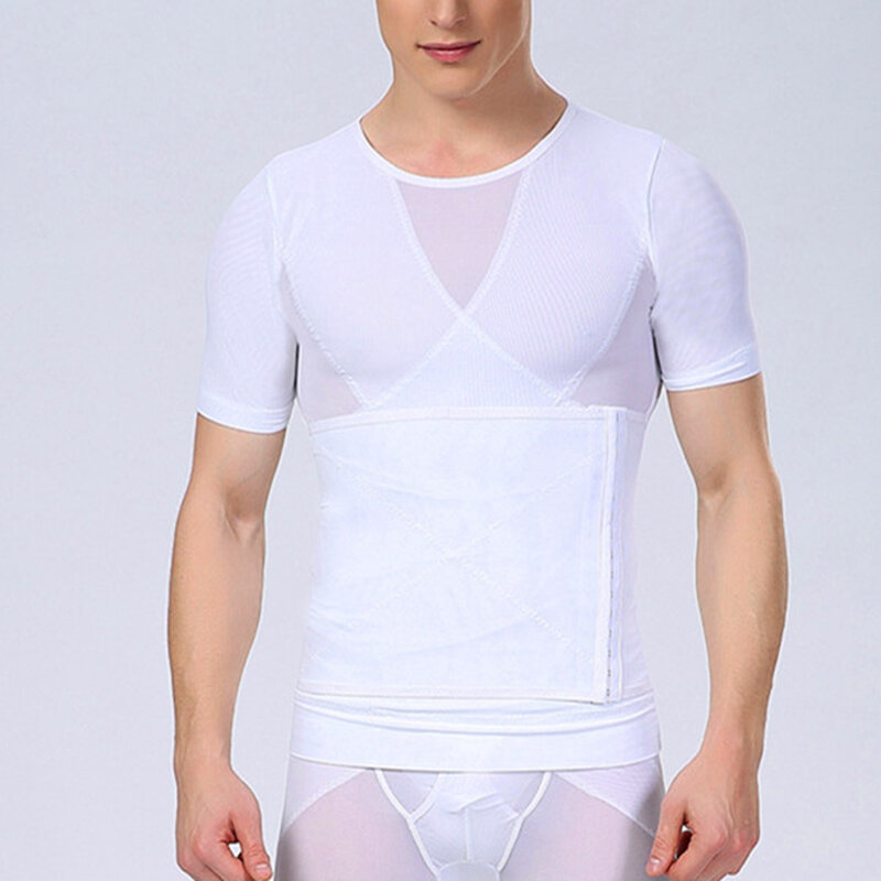 Homens emagrecimento shapewear com zíper manga curta camisa superior corpo shaper net náilon compressão t-shirts nyz shop