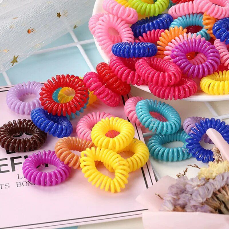 Cute Children Elastic Plastic Hair Band Rubber Telephone Cord Scrunchies Hair Accessories Lovely Hair Clips for Kids Hairhoop