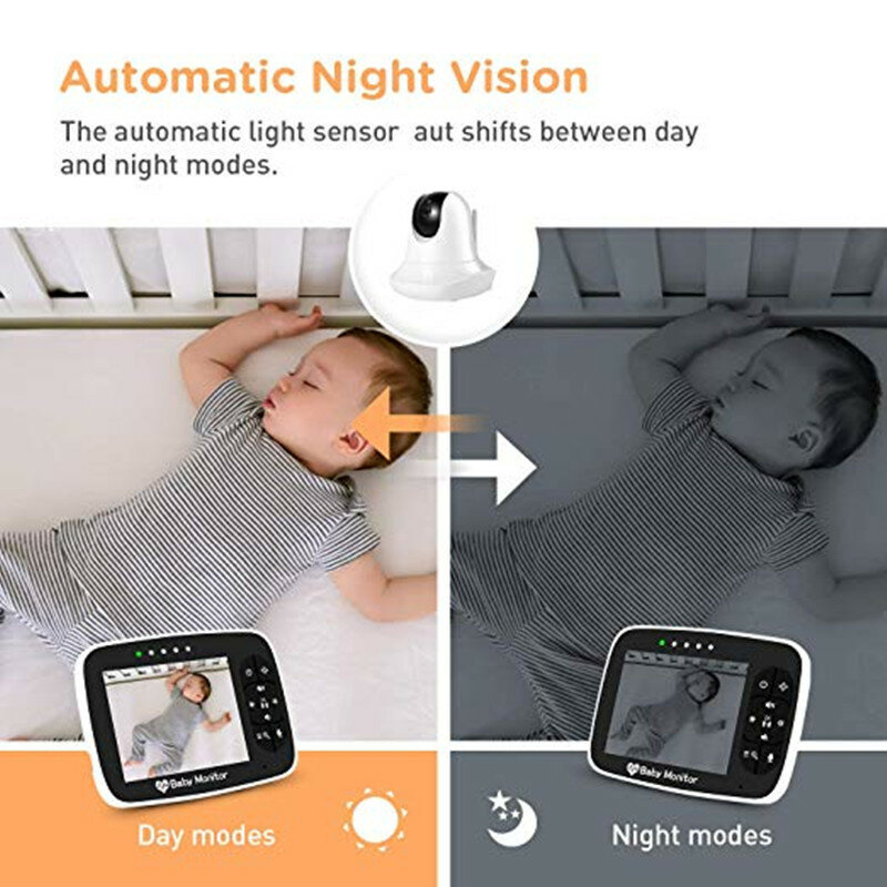 3.5Inch Hoge Resolutie Babyfoon Infrarood Nachtzicht Draadloze Video Baby Slapen Monitor Met Afstandsbediening Camera Pan-Tilt-Zoom