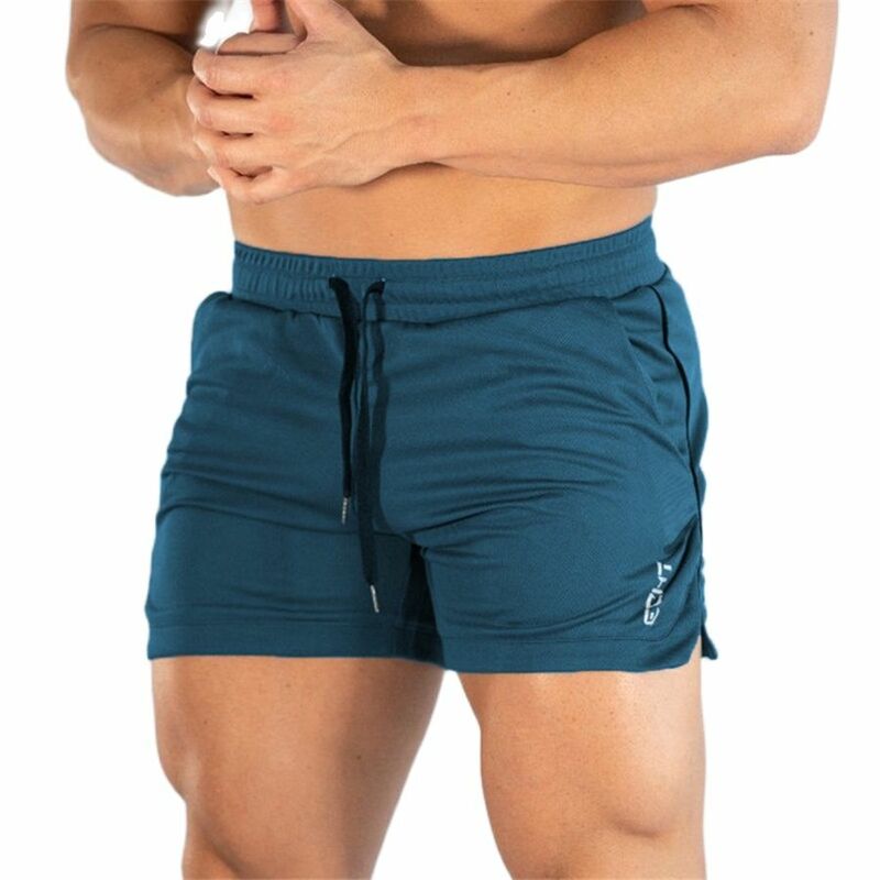 Pantalones cortos de culturismo para hombre, ropa deportiva de secado rápido, de malla transpirable, para gimnasio y playa, para verano, 2020