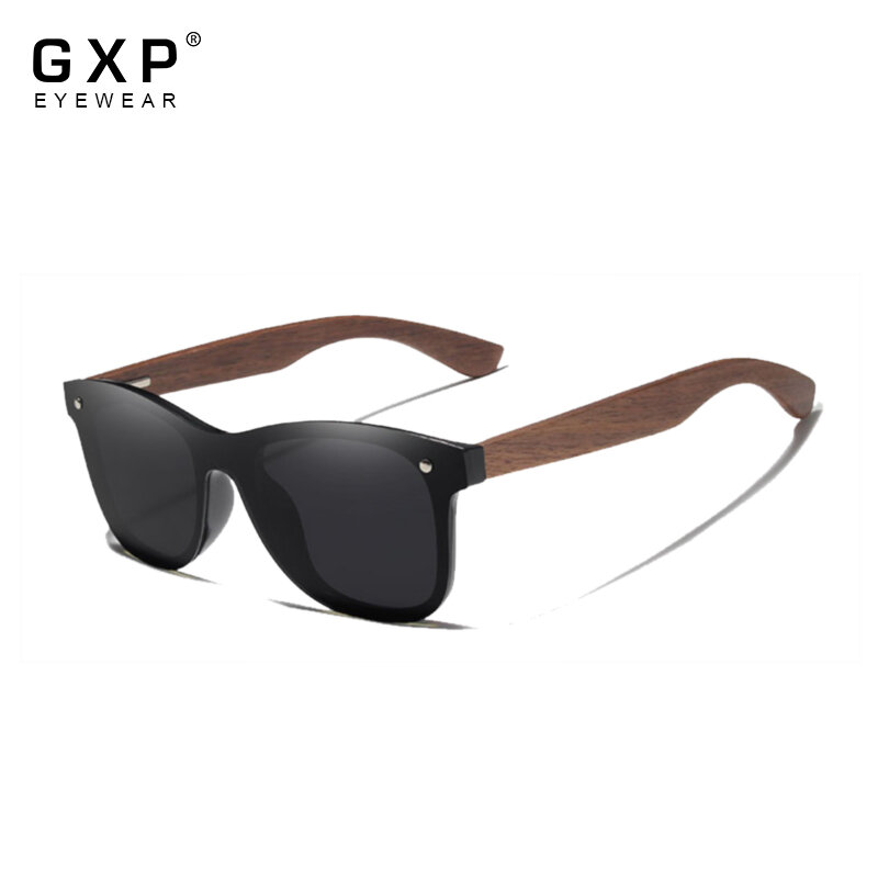 Очки солнцезащитные GXP зеркальные для мужчин и женщин, модные поляризационные, без оправы, из Натурального ореха, UV400, ручная работа