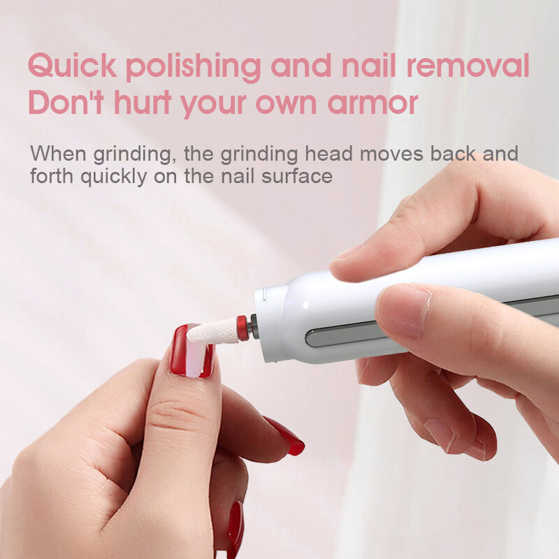 Electric Mini Nail Drill Pen Machine 15000rpm Portable Nail Drill Pen LED Light Manicure Pedicure Nail Polisher Grinding Device