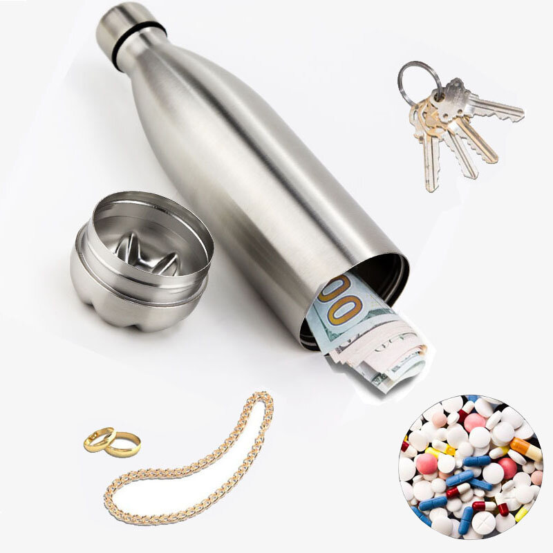 ステンレス製タンブラー魔法瓶と収納ボトルポータブル屋外旅行安全に貴重品を金属製タンブラーに保管する